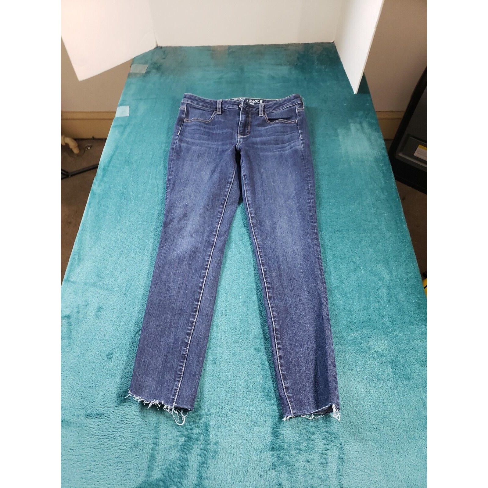 American Eagle Jeans Sz 4 Womens Blue Stretch Pants Ladies High Rise Jegging